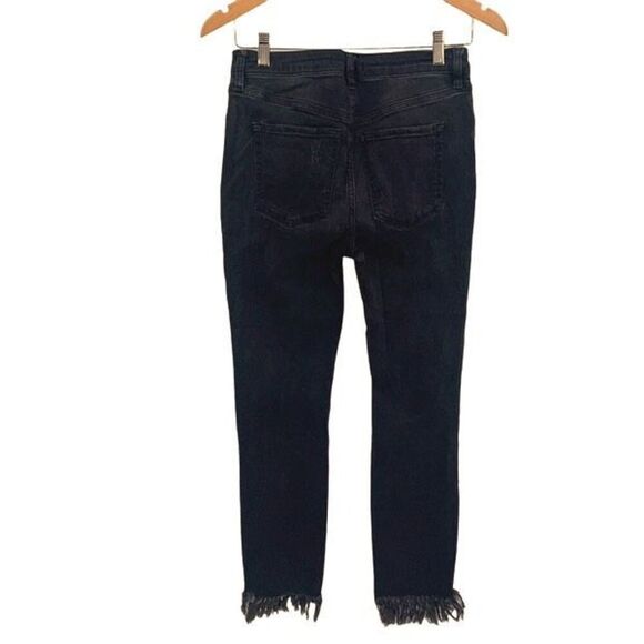 Free People Womens Great Heights Frayed Distressed Crop Skinny Jeans Black Sz 27 - Picture 4 of 11